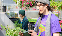 Horticulture students in garden