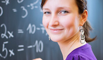 Picture of teacher at a blackboard